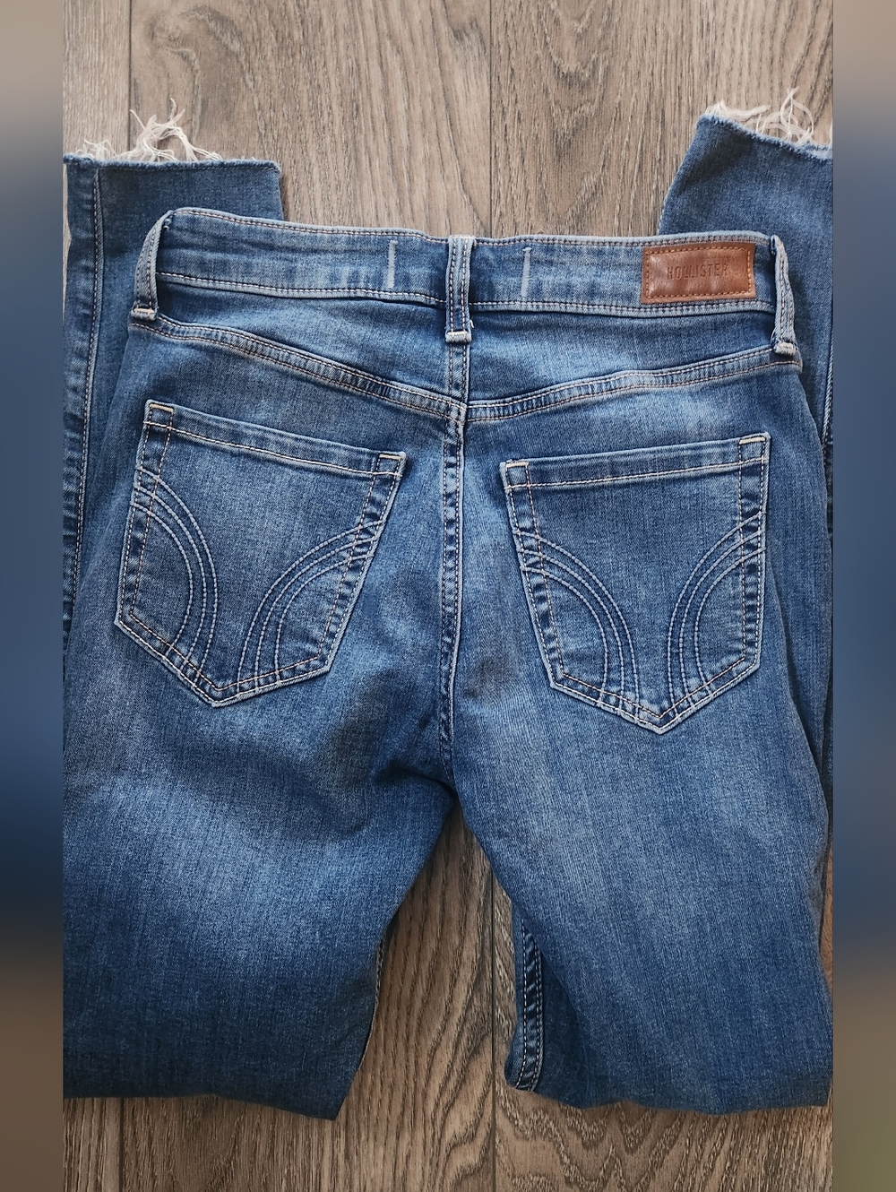 Hollister High-Rise Super Skinny W29 8R Ripped Dark Blue Jeans - Picture 5 of 6